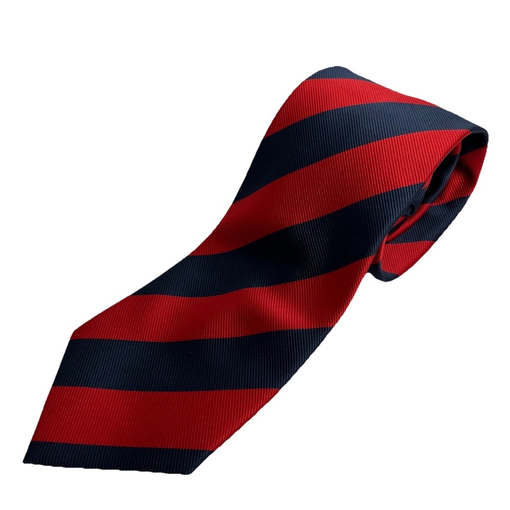 Men's Tie Red Navy Blue Stripe Jacob Alexander 100% Microfiber‎ Hand Made
